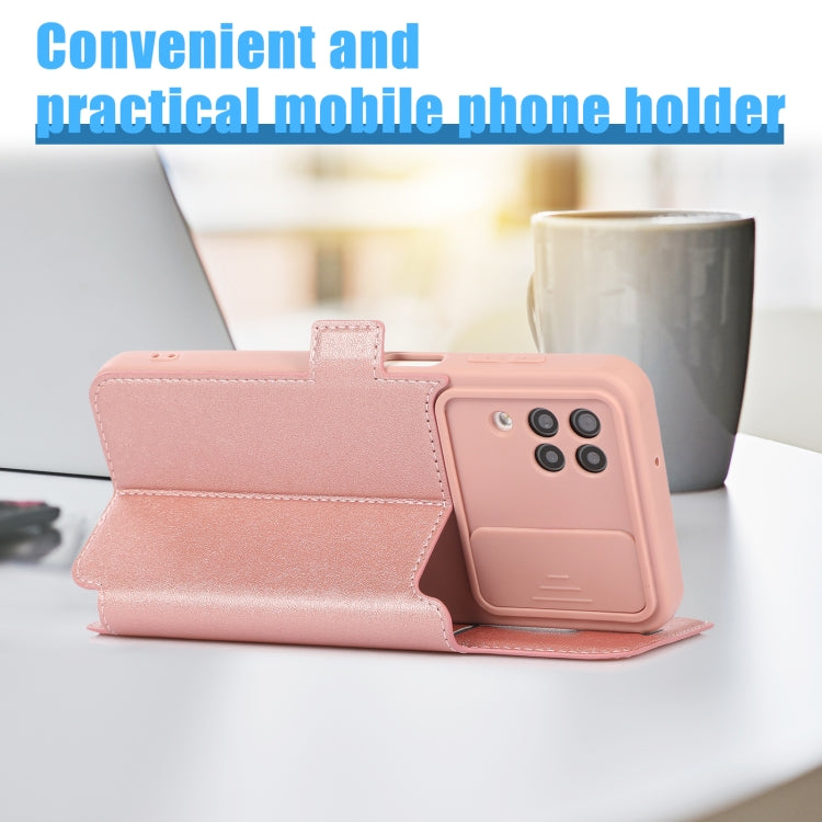 Push Window Double Buckle PU + Silicone Horizontal Flip Leather Case with Holder & Card Slot For Samsung Galaxy A12