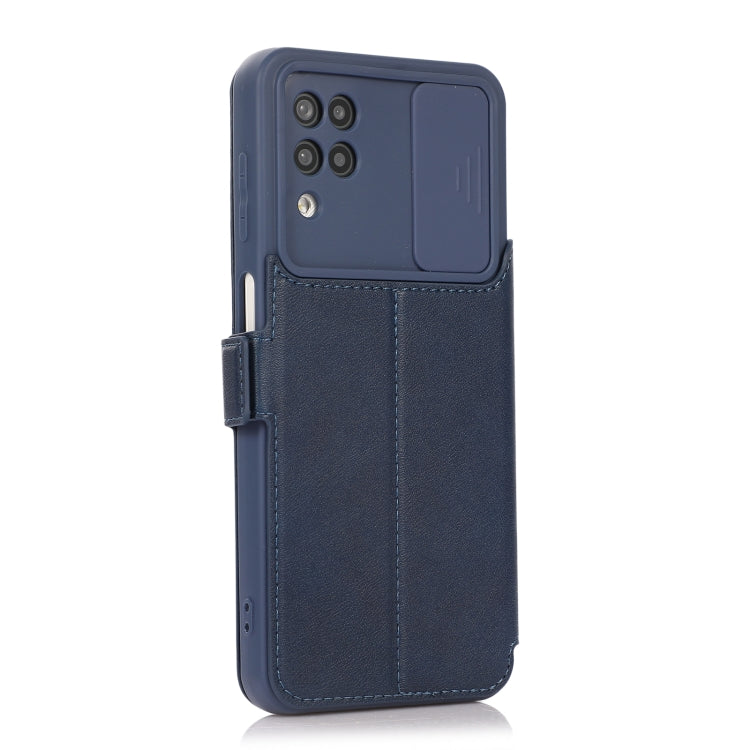 Push Window Double Buckle PU + Silicone Horizontal Flip Leather Case with Holder & Card Slot For Samsung Galaxy A12