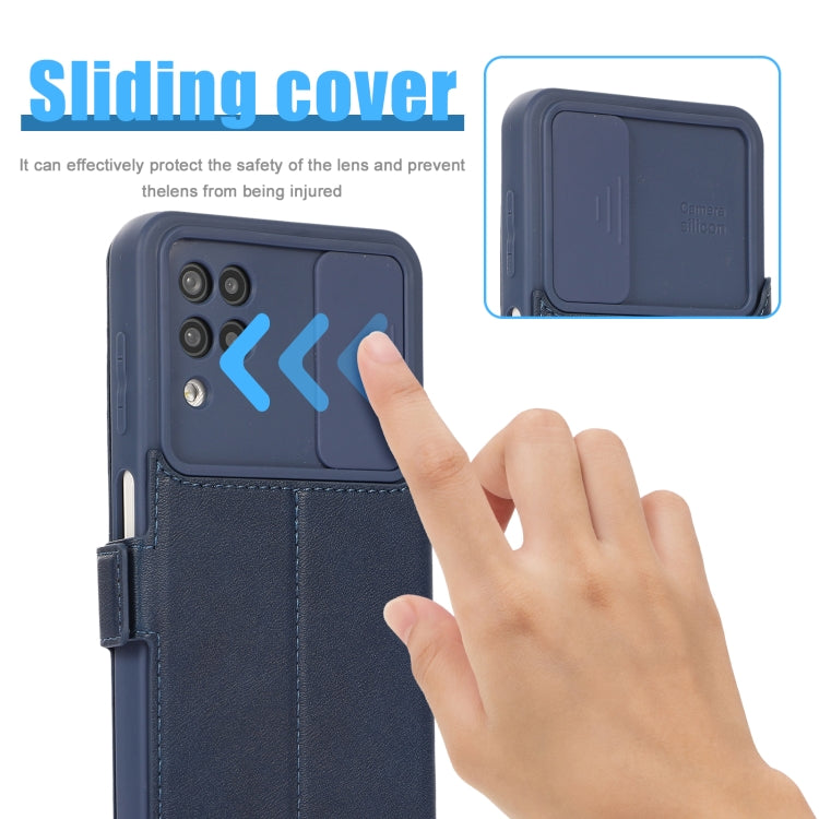 Push Window Double Buckle PU + Silicone Horizontal Flip Leather Case with Holder & Card Slot For Samsung Galaxy A12