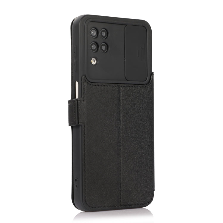 Push Window Double Buckle PU + Silicone Horizontal Flip Leather Case with Holder & Card Slot For Samsung Galaxy A12
