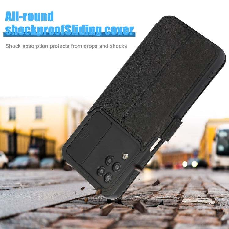 Push Window Double Buckle PU + Silicone Horizontal Flip Leather Case with Holder & Card Slot For Samsung Galaxy A12