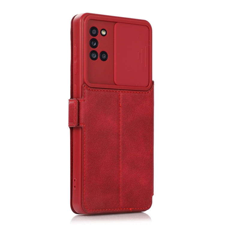 Push Window Double Buckle PU + Silicone Horizontal Flip Leather Case with Holder & Card Slot For Samsung Galaxy A31