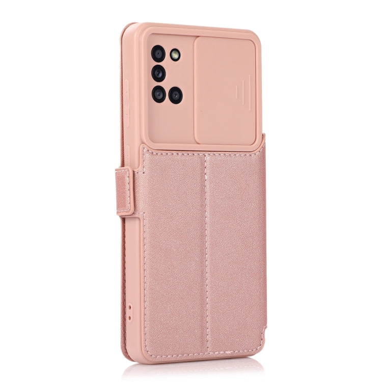 Push Window Double Buckle PU + Silicone Horizontal Flip Leather Case with Holder & Card Slot For Samsung Galaxy A31