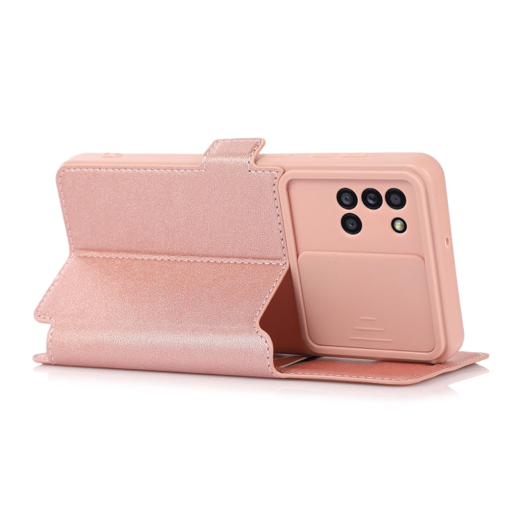 Push Window Double Buckle PU + Silicone Horizontal Flip Leather Case with Holder & Card Slot For Samsung Galaxy A31