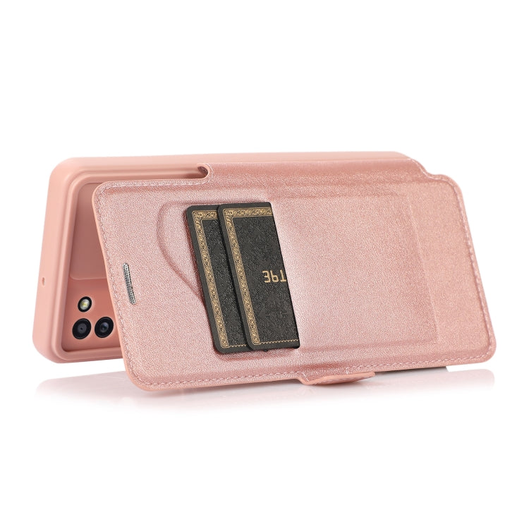 Push Window Double Buckle PU + Silicone Horizontal Flip Leather Case with Holder & Card Slot For Samsung Galaxy A31