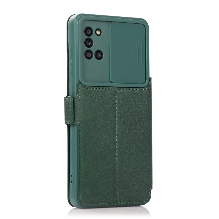 Push Window Double Buckle PU + Silicone Horizontal Flip Leather Case with Holder & Card Slot For Samsung Galaxy A31