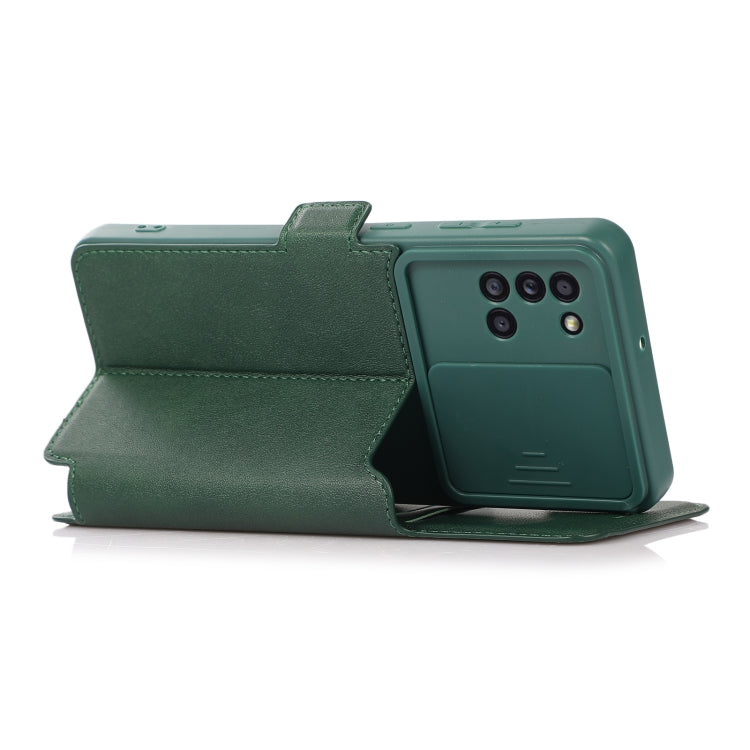 Push Window Double Buckle PU + Silicone Horizontal Flip Leather Case with Holder & Card Slot For Samsung Galaxy A31