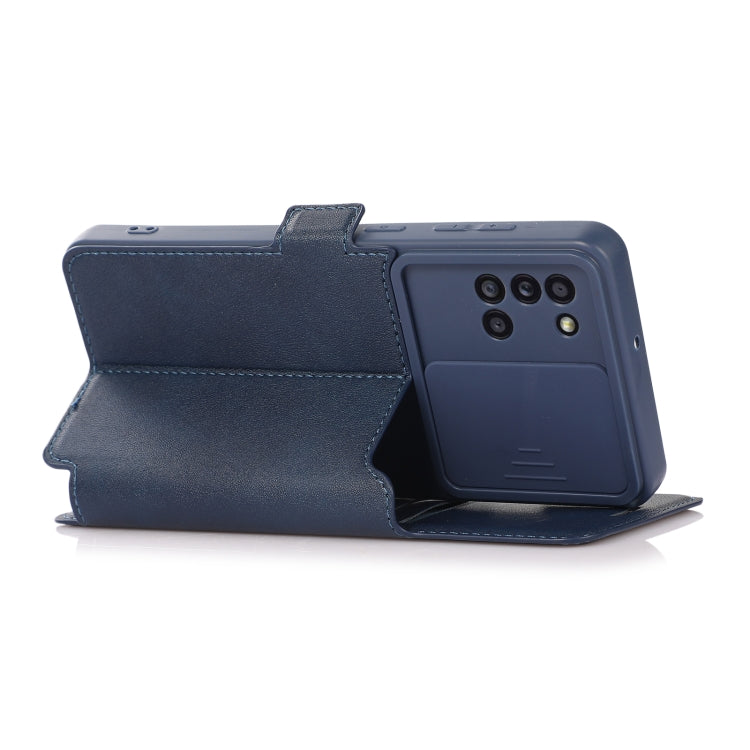 Push Window Double Buckle PU + Silicone Horizontal Flip Leather Case with Holder & Card Slot For Samsung Galaxy A31