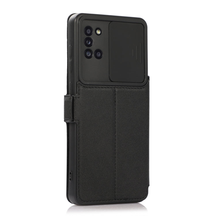 Push Window Double Buckle PU + Silicone Horizontal Flip Leather Case with Holder & Card Slot For Samsung Galaxy A31
