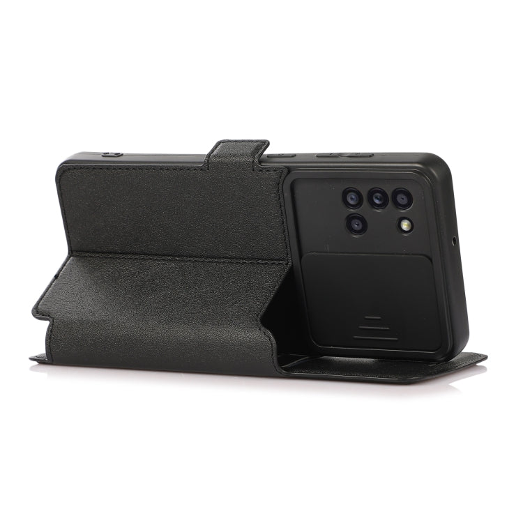 Push Window Double Buckle PU + Silicone Horizontal Flip Leather Case with Holder & Card Slot For Samsung Galaxy A31