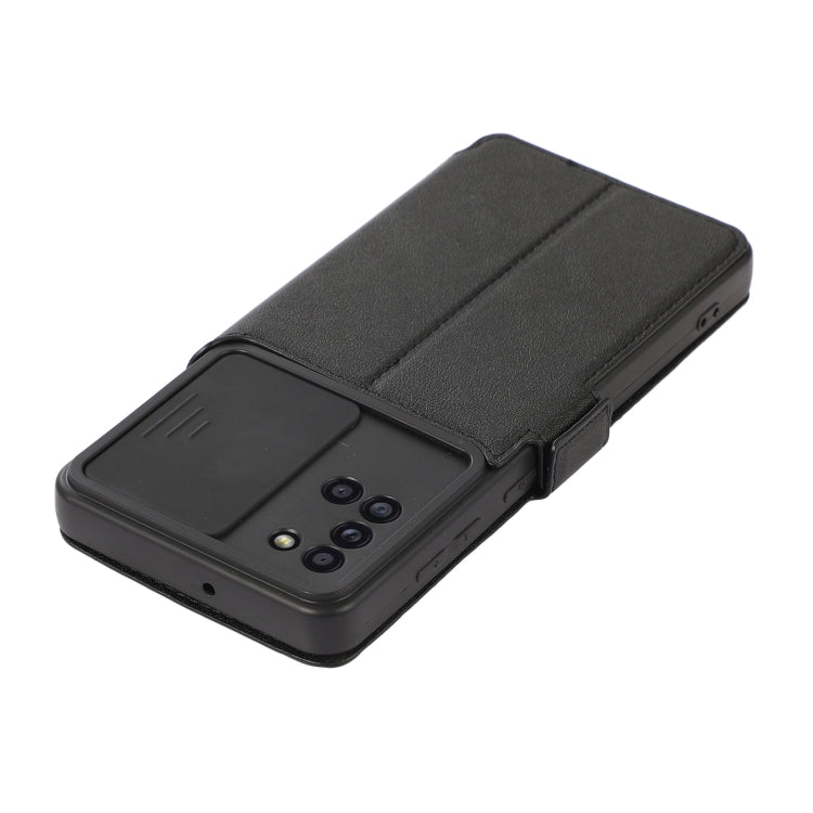 Push Window Double Buckle PU + Silicone Horizontal Flip Leather Case with Holder & Card Slot For Samsung Galaxy A31