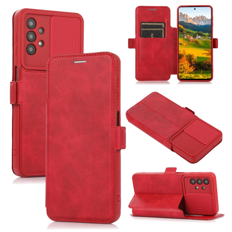 Push Window Double Buckle PU + Silicone Horizontal Flip Leather Case with Holder & Card Slot For Samsung Galaxy A32