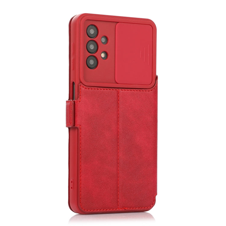 Push Window Double Buckle PU + Silicone Horizontal Flip Leather Case with Holder & Card Slot For Samsung Galaxy A32