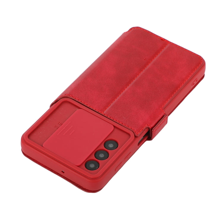 Push Window Double Buckle PU + Silicone Horizontal Flip Leather Case with Holder & Card Slot For Samsung Galaxy A32