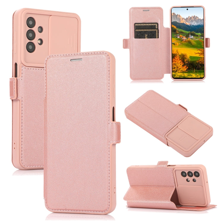 Push Window Double Buckle PU + Silicone Horizontal Flip Leather Case with Holder & Card Slot For Samsung Galaxy A32