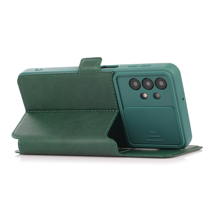Push Window Double Buckle PU + Silicone Horizontal Flip Leather Case with Holder & Card Slot For Samsung Galaxy A32