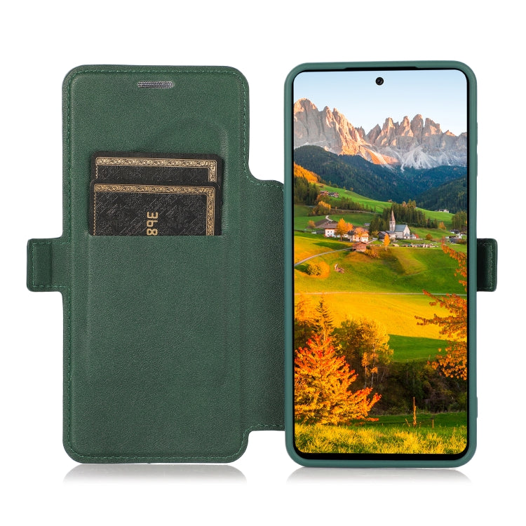 Push Window Double Buckle PU + Silicone Horizontal Flip Leather Case with Holder & Card Slot For Samsung Galaxy A32