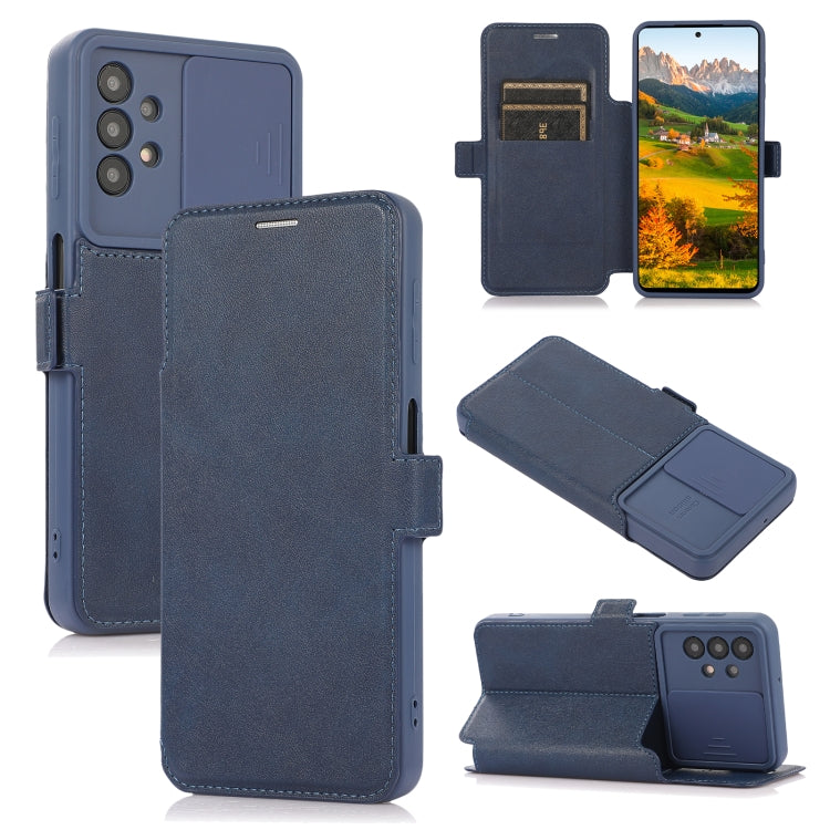 Push Window Double Buckle PU + Silicone Horizontal Flip Leather Case with Holder & Card Slot For Samsung Galaxy A32