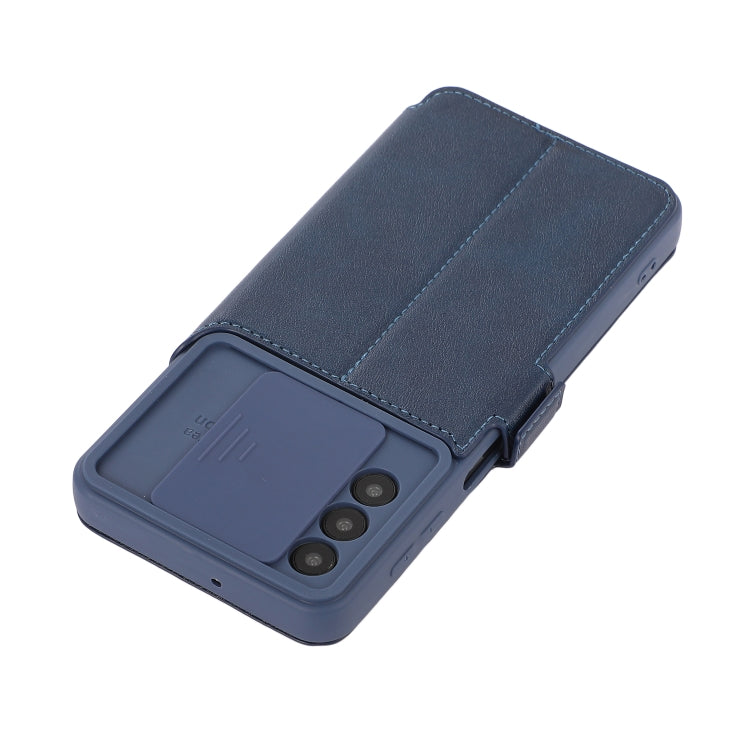 Push Window Double Buckle PU + Silicone Horizontal Flip Leather Case with Holder & Card Slot For Samsung Galaxy A32