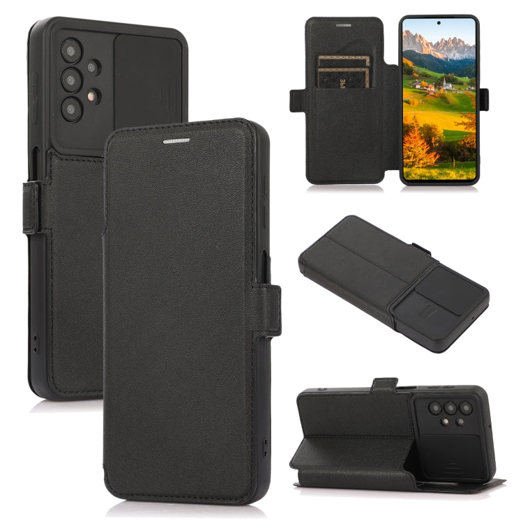 Push Window Double Buckle PU + Silicone Horizontal Flip Leather Case with Holder & Card Slot For Samsung Galaxy A32