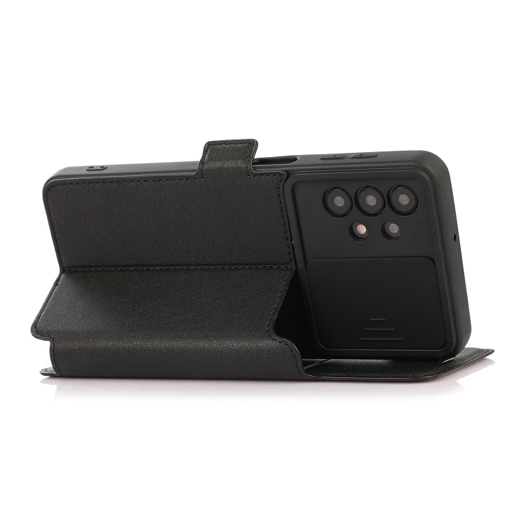 Push Window Double Buckle PU + Silicone Horizontal Flip Leather Case with Holder & Card Slot For Samsung Galaxy A32