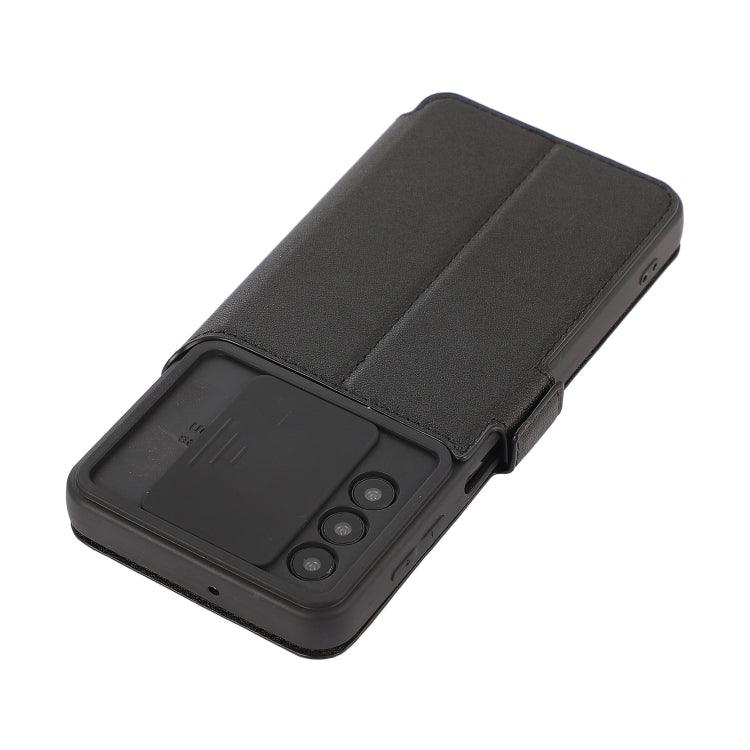 Push Window Double Buckle PU + Silicone Horizontal Flip Leather Case with Holder & Card Slot For Samsung Galaxy A32