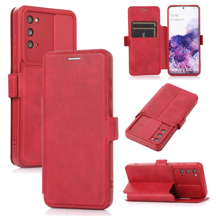 Push Window Double Buckle PU + Silicone Horizontal Flip Leather Case with Holder & Card Slot For Samsung Galaxy S20 5G