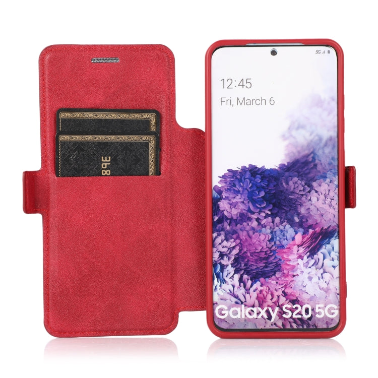 Push Window Double Buckle PU + Silicone Horizontal Flip Leather Case with Holder & Card Slot For Samsung Galaxy S20 5G