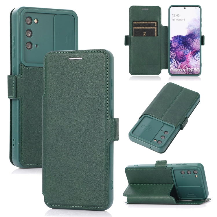 Push Window Double Buckle PU + Silicone Horizontal Flip Leather Case with Holder & Card Slot For Samsung Galaxy S20 5G