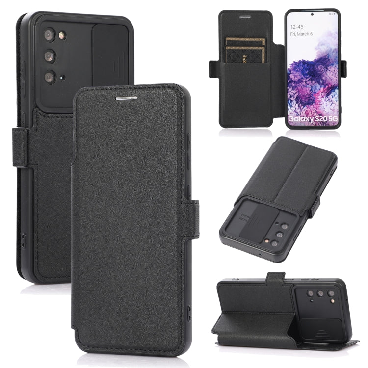 Push Window Double Buckle PU + Silicone Horizontal Flip Leather Case with Holder & Card Slot For Samsung Galaxy S20 5G