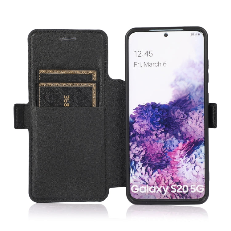 Push Window Double Buckle PU + Silicone Horizontal Flip Leather Case with Holder & Card Slot For Samsung Galaxy S20 5G