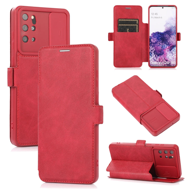 Push Window Double Buckle PU + Silicone Horizontal Flip Leather Case with Holder & Card Slot For Samsung Galaxy S20+ 5G