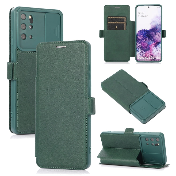 Push Window Double Buckle PU + Silicone Horizontal Flip Leather Case with Holder & Card Slot For Samsung Galaxy S20+ 5G