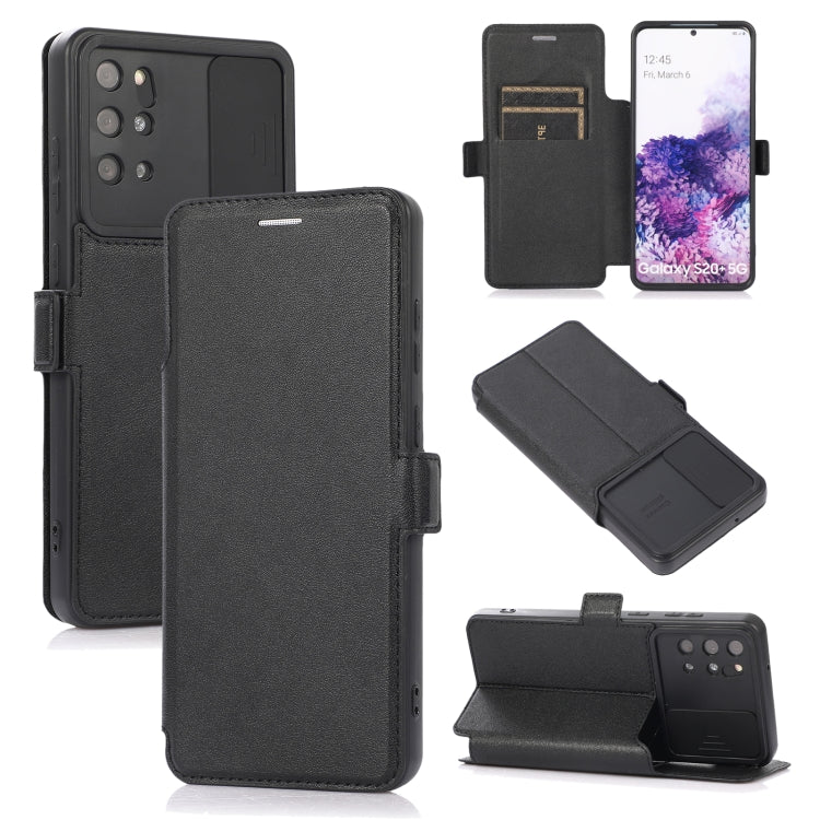 Push Window Double Buckle PU + Silicone Horizontal Flip Leather Case with Holder & Card Slot For Samsung Galaxy S20+ 5G