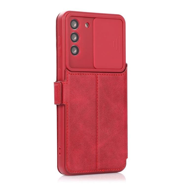 Push Window Double Buckle PU + Silicone Horizontal Flip Leather Case with Holder & Card Slot For Samsung Galaxy S21 5G
