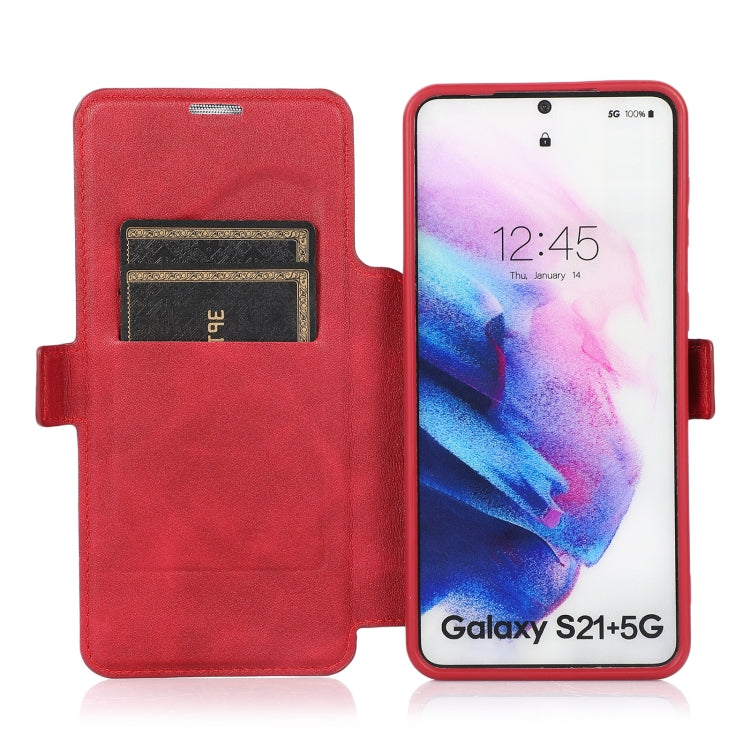 Push Window Double Buckle PU + Silicone Horizontal Flip Leather Case with Holder & Card Slot For Samsung Galaxy S21 5G