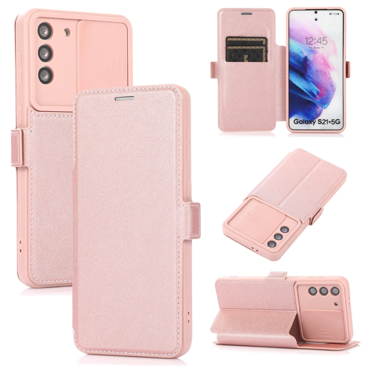 Push Window Double Buckle PU + Silicone Horizontal Flip Leather Case with Holder & Card Slot For Samsung Galaxy S21 5G
