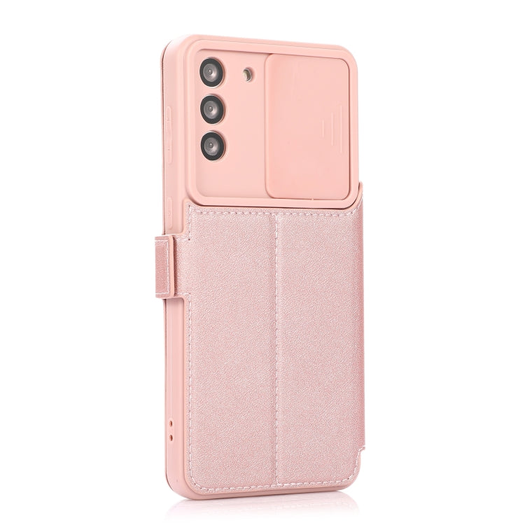 Push Window Double Buckle PU + Silicone Horizontal Flip Leather Case with Holder & Card Slot For Samsung Galaxy S21 5G