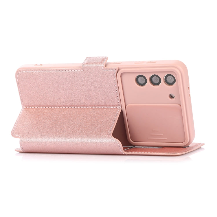 Push Window Double Buckle PU + Silicone Horizontal Flip Leather Case with Holder & Card Slot For Samsung Galaxy S21 5G