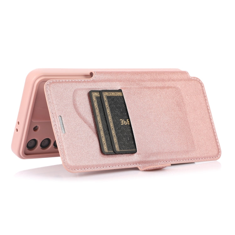 Push Window Double Buckle PU + Silicone Horizontal Flip Leather Case with Holder & Card Slot For Samsung Galaxy S21 5G