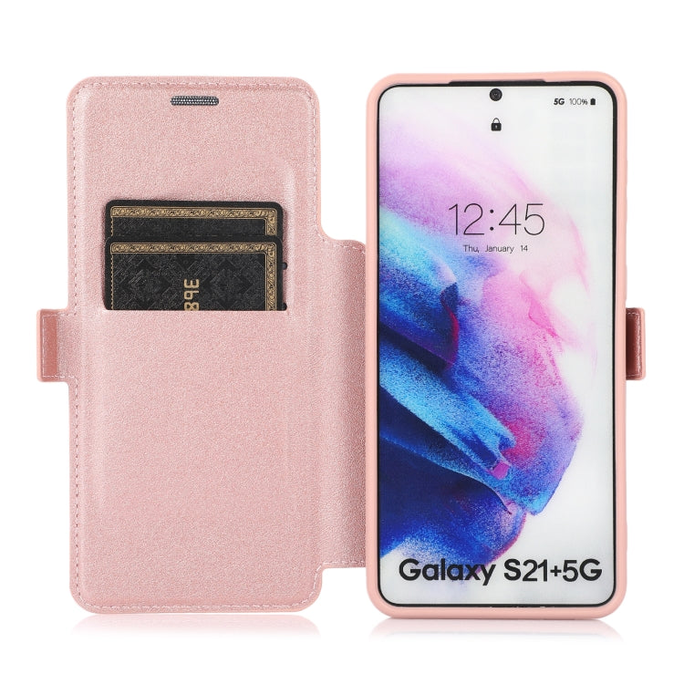 Push Window Double Buckle PU + Silicone Horizontal Flip Leather Case with Holder & Card Slot For Samsung Galaxy S21 5G