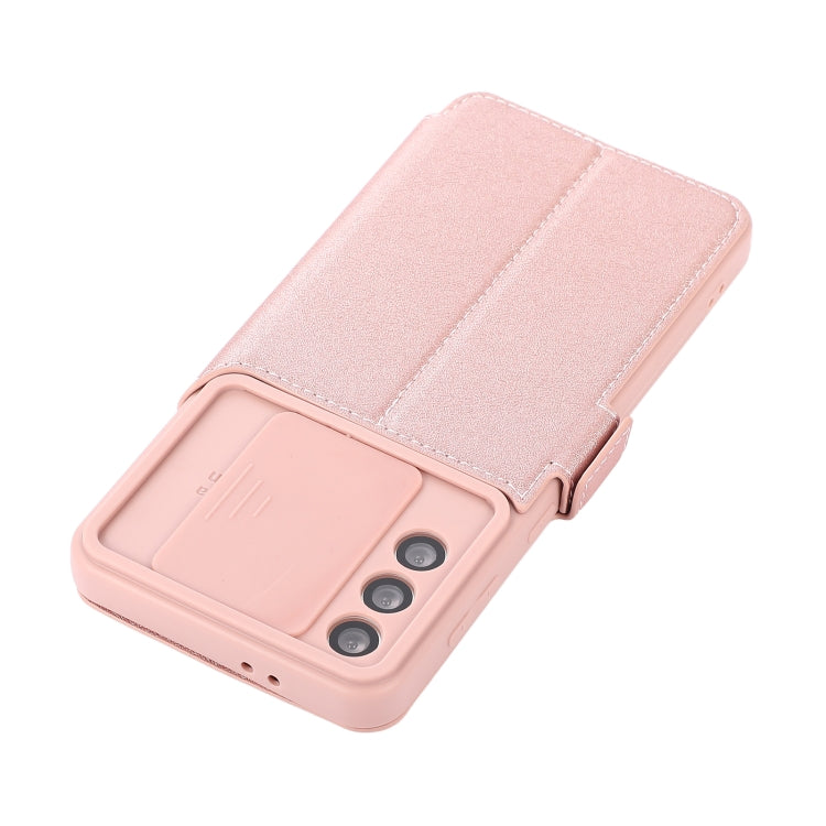 Push Window Double Buckle PU + Silicone Horizontal Flip Leather Case with Holder & Card Slot For Samsung Galaxy S21 5G