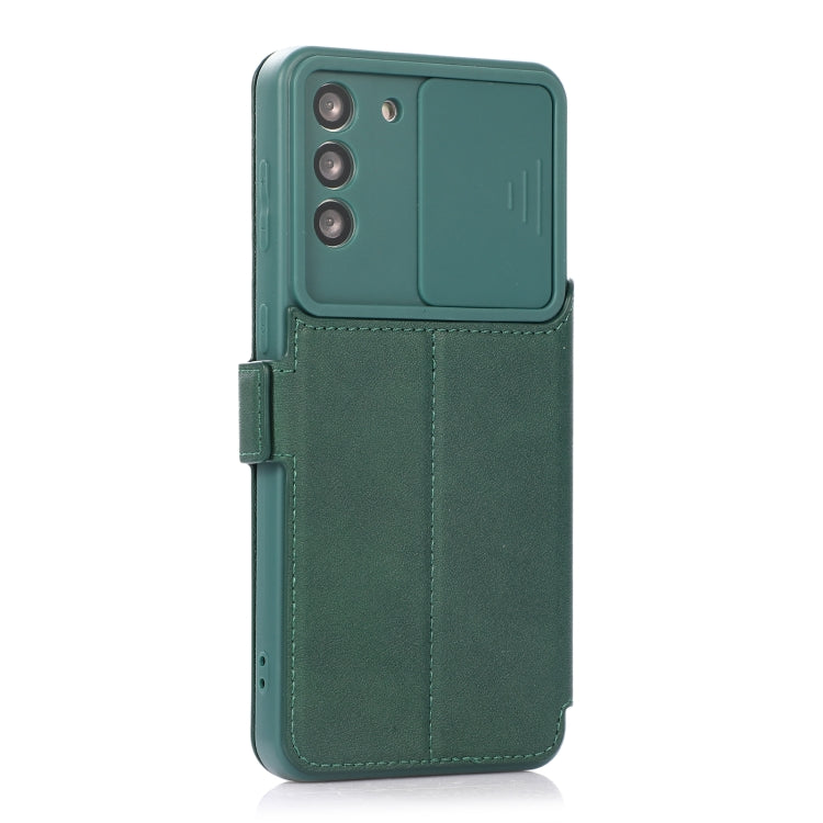 Push Window Double Buckle PU + Silicone Horizontal Flip Leather Case with Holder & Card Slot For Samsung Galaxy S21 5G