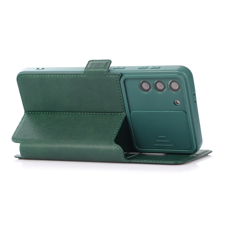 Push Window Double Buckle PU + Silicone Horizontal Flip Leather Case with Holder & Card Slot For Samsung Galaxy S21 5G