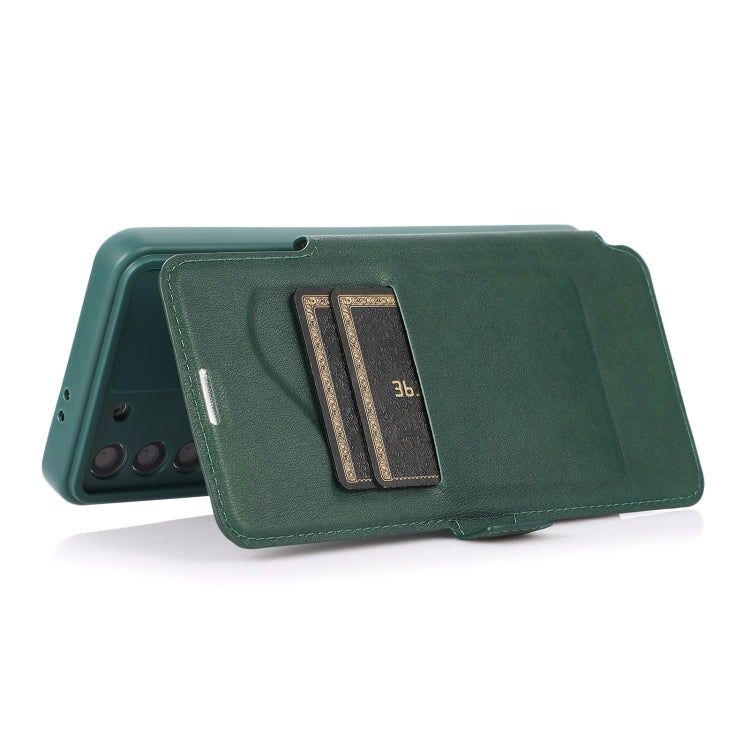 Push Window Double Buckle PU + Silicone Horizontal Flip Leather Case with Holder & Card Slot For Samsung Galaxy S21 5G