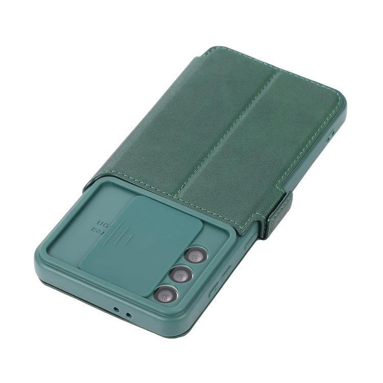 Push Window Double Buckle PU + Silicone Horizontal Flip Leather Case with Holder & Card Slot For Samsung Galaxy S21 5G