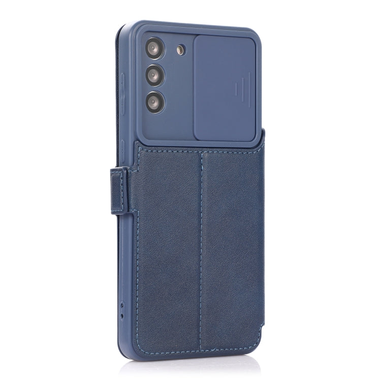 Push Window Double Buckle PU + Silicone Horizontal Flip Leather Case with Holder & Card Slot For Samsung Galaxy S21 5G