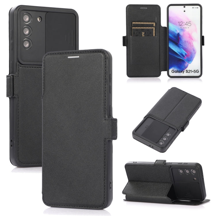 Push Window Double Buckle PU + Silicone Horizontal Flip Leather Case with Holder & Card Slot For Samsung Galaxy S21 5G