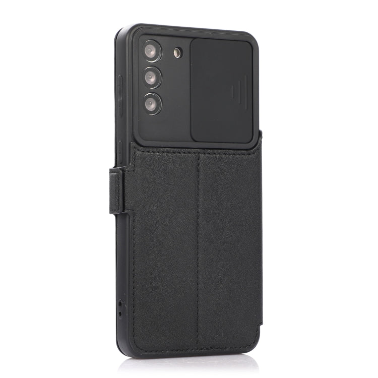Push Window Double Buckle PU + Silicone Horizontal Flip Leather Case with Holder & Card Slot For Samsung Galaxy S21 5G