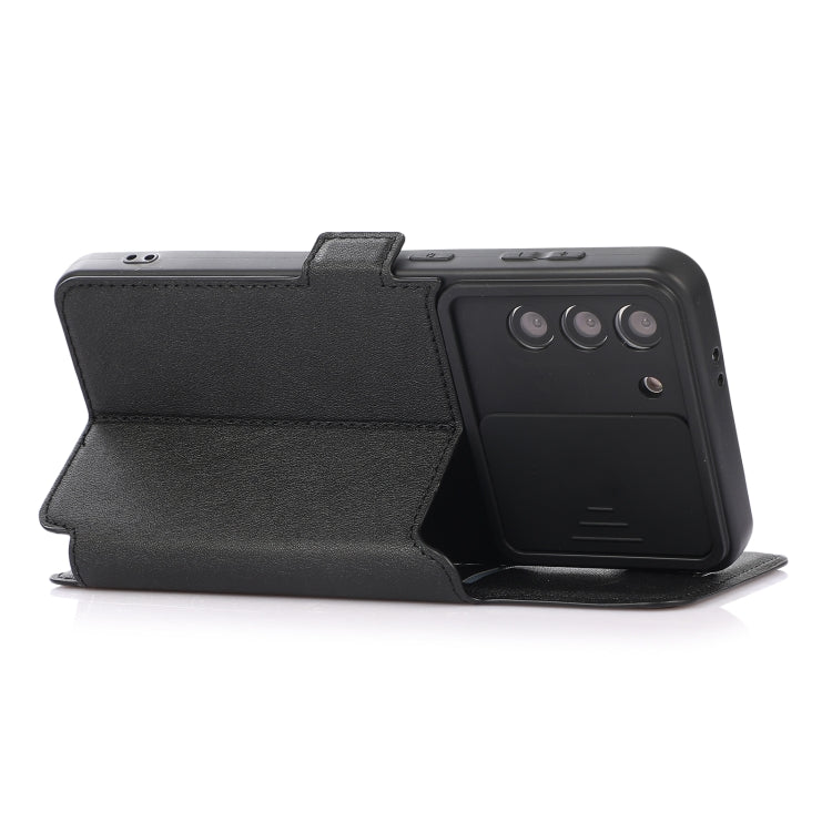 Push Window Double Buckle PU + Silicone Horizontal Flip Leather Case with Holder & Card Slot For Samsung Galaxy S21 5G